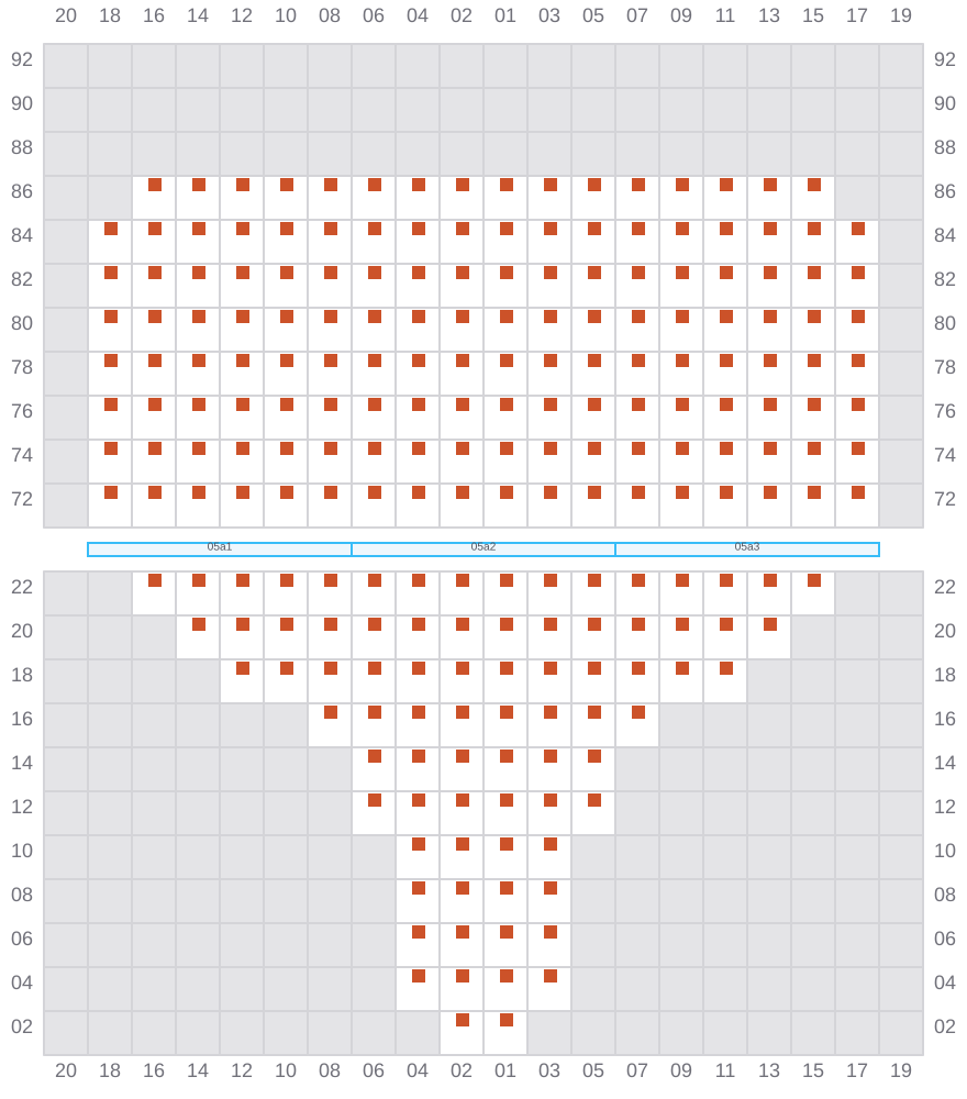 Bay 007 view and slots of CMA CGM ARGENTINA