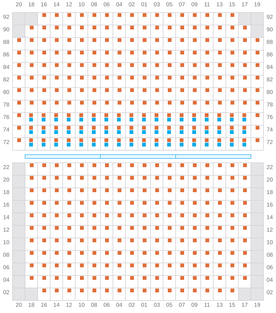 Bay 047 view and slots of CMA CGM ARGENTINA