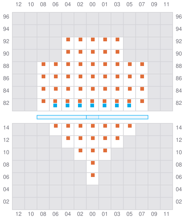 Bay 001 view and slots of JEPPESEN MAERSK