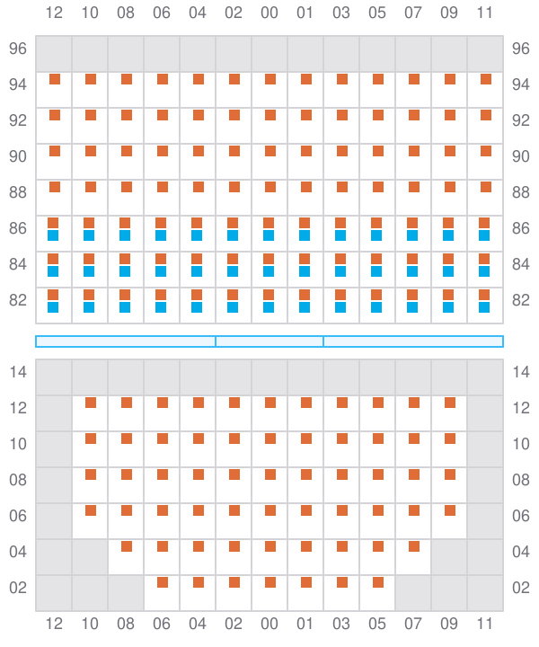 Bay 021 view and slots of JEPPESEN MAERSK