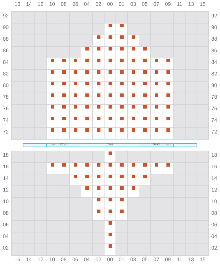 Bay 007 view and slots of GUNVOR MAERSK