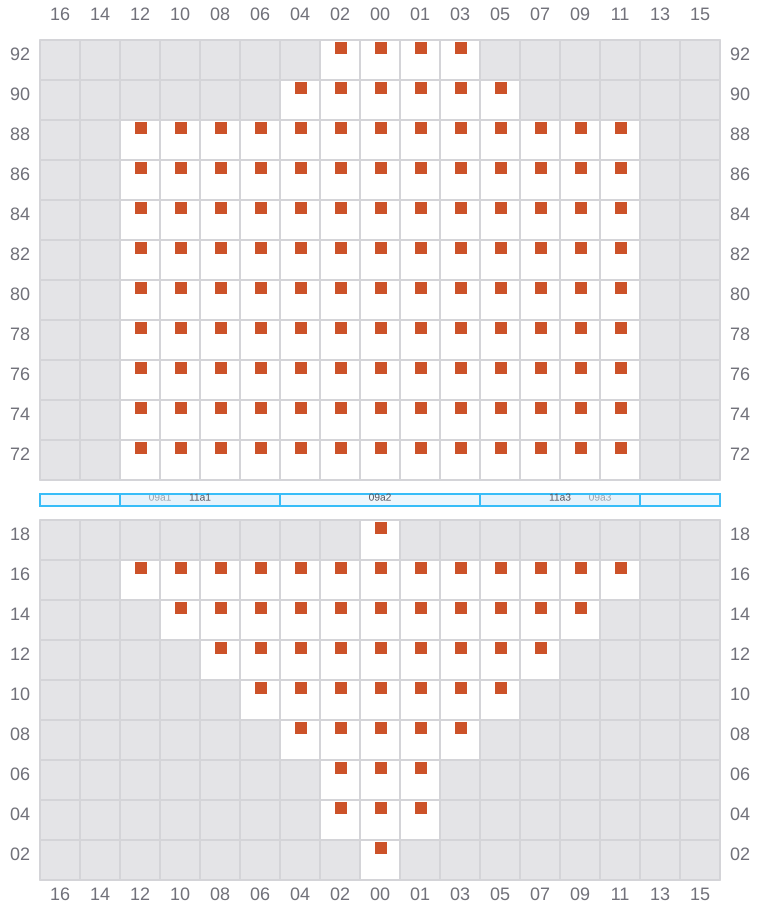 Bay 011 view and slots of GUNVOR MAERSK