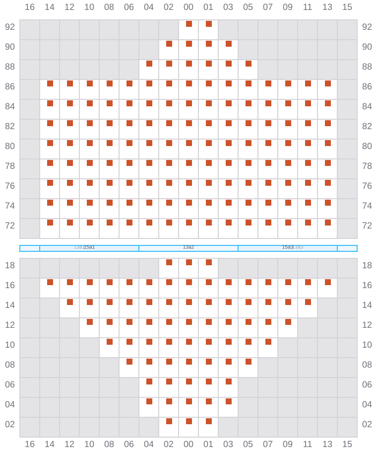 Bay 015 view and slots of GUNVOR MAERSK