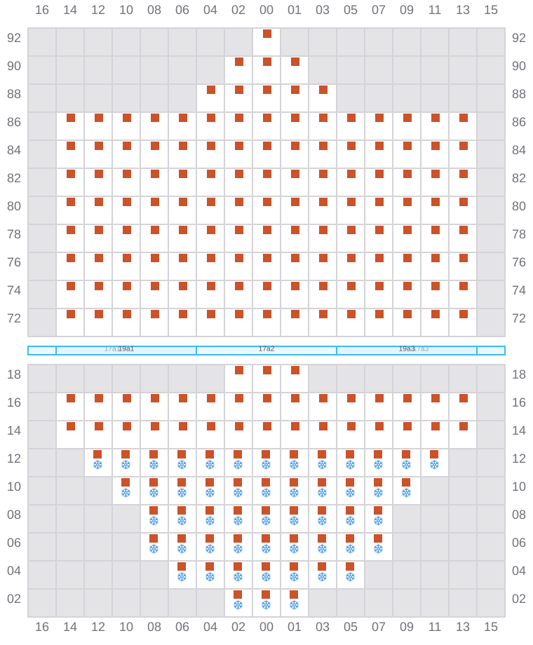 Bay 019 view and slots of GUNVOR MAERSK