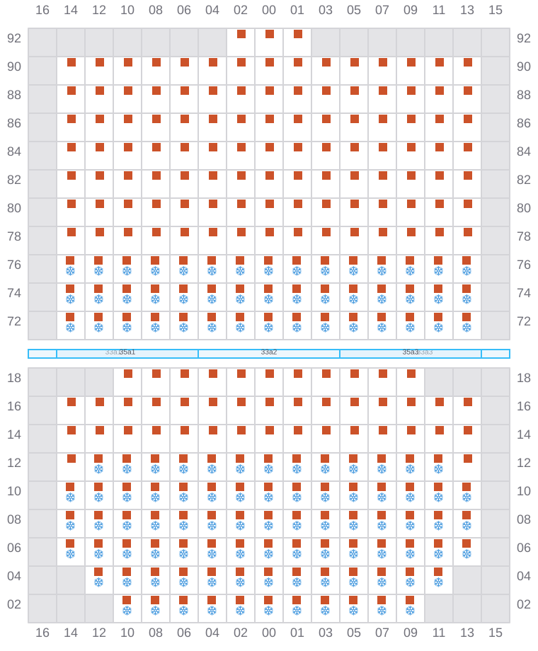 Bay 035 view and slots of GUNVOR MAERSK