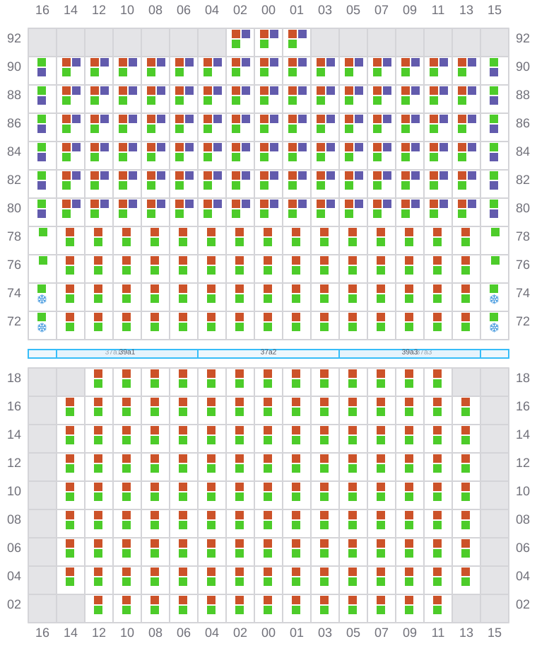 Bay 037 view and slots of GUNVOR MAERSK