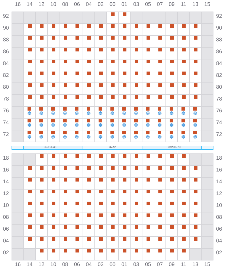 Bay 039 view and slots of GUNVOR MAERSK