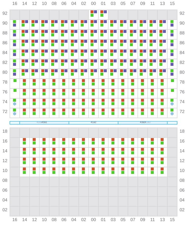 Bay 041 view and slots of GUNVOR MAERSK