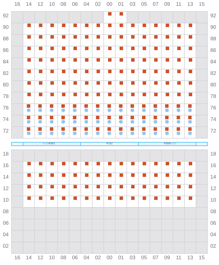 Bay 043 view and slots of GUNVOR MAERSK