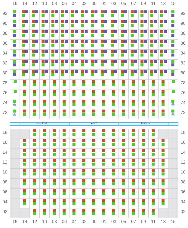 Bay 045 view and slots of GUNVOR MAERSK