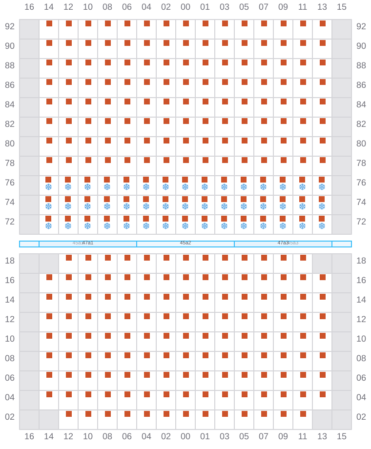 Bay 047 view and slots of GUNVOR MAERSK