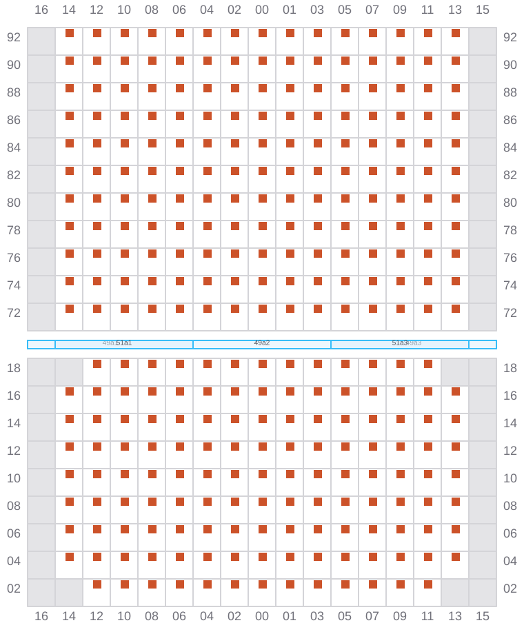 Bay 051 view and slots of GUNVOR MAERSK