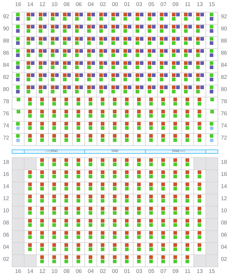 Bay 053 view and slots of GUNVOR MAERSK