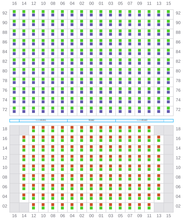 Bay 061 view and slots of GUNVOR MAERSK