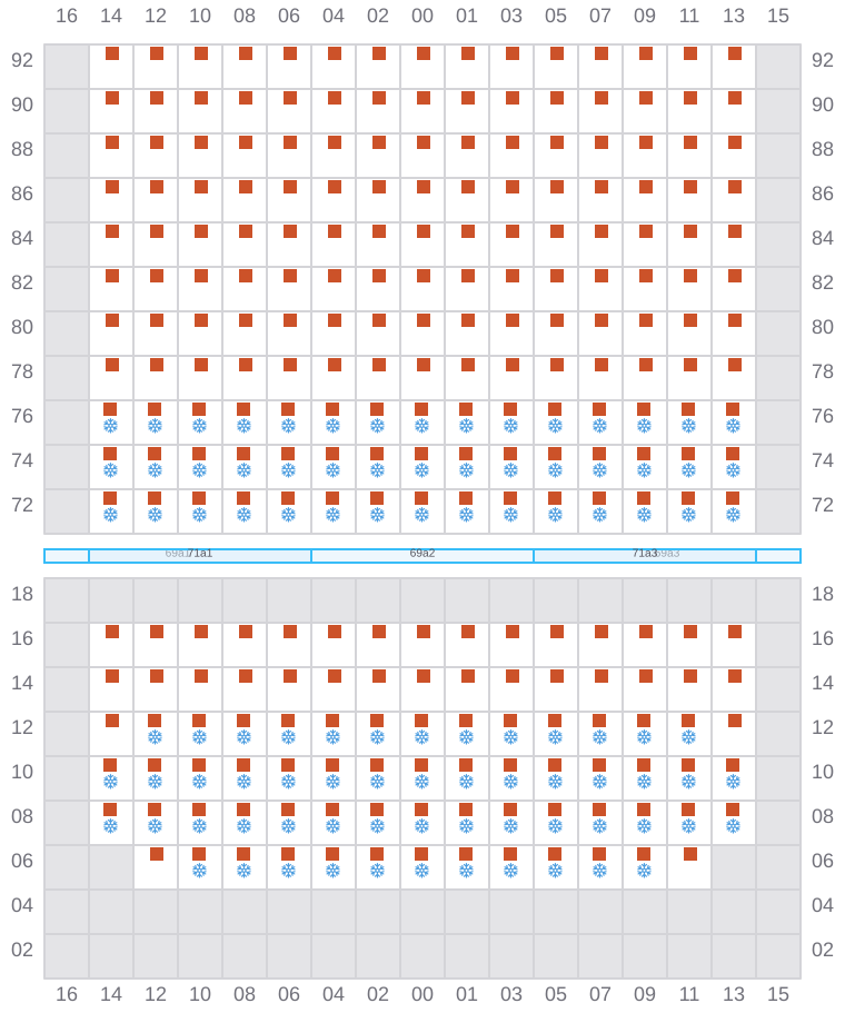Bay 071 view and slots of GUNVOR MAERSK