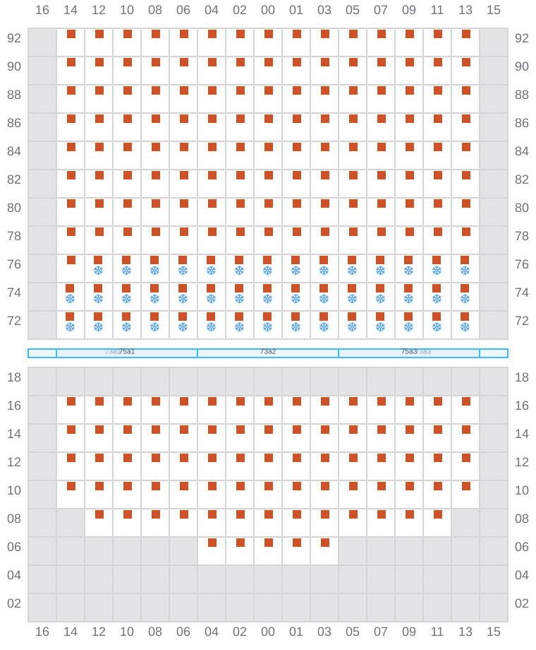 Bay 075 view and slots of GUNVOR MAERSK