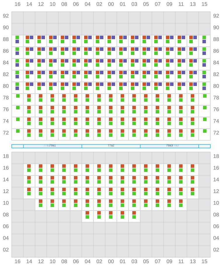 Bay 077 view and slots of GUNVOR MAERSK