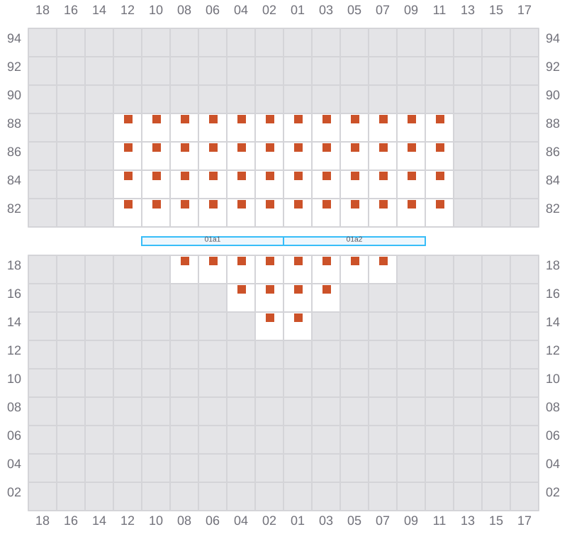 Bay 001 view and slots of MSC DAMLA