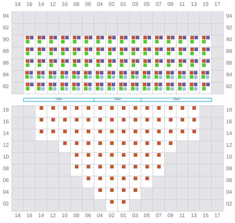 Bay 013 view and slots of MSC DAMLA