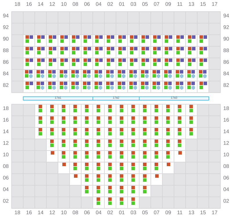 Bay 017 view and slots of MSC DAMLA
