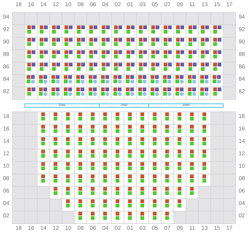 Bay 025 view and slots of MSC DAMLA