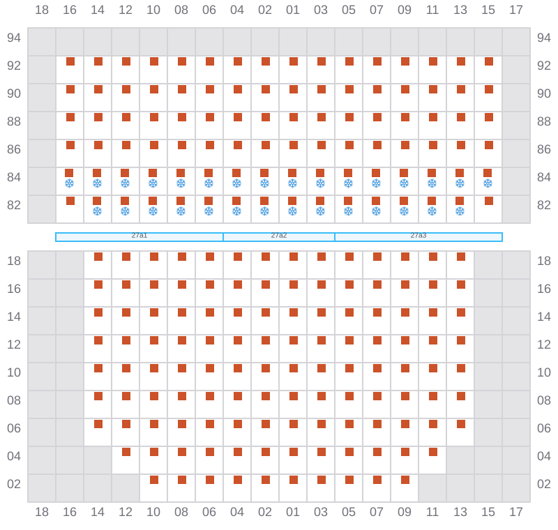 Bay 027 view and slots of MSC DAMLA