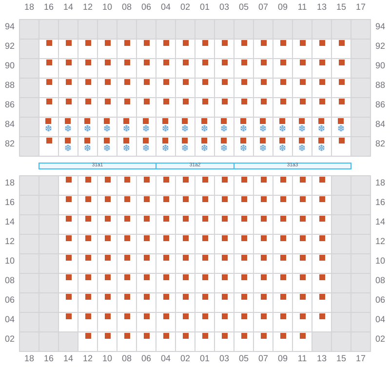 Bay 031 view and slots of MSC DAMLA