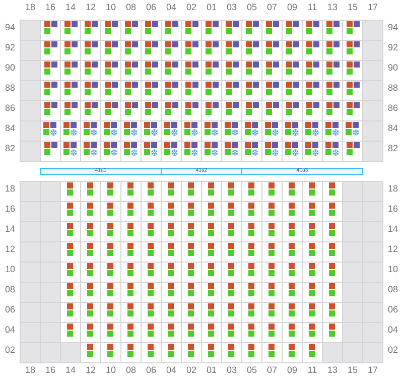 Bay 041 view and slots of MSC DAMLA