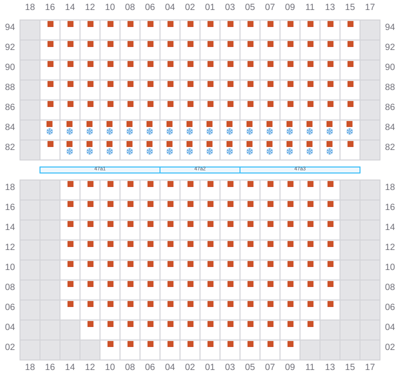 Bay 047 view and slots of MSC DAMLA
