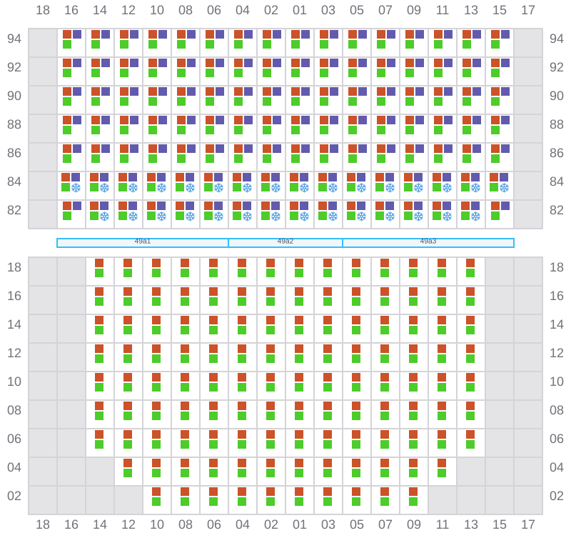 Bay 049 view and slots of MSC DAMLA