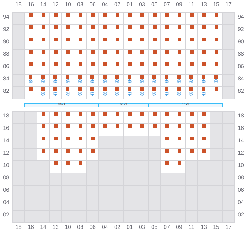 Bay 055 view and slots of MSC DAMLA