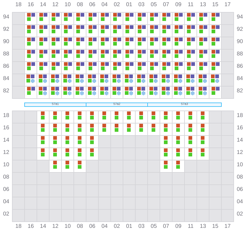 Bay 057 view and slots of MSC DAMLA