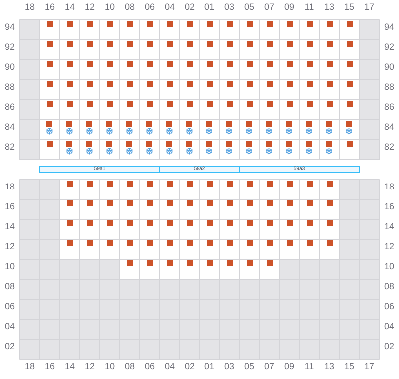 Bay 059 view and slots of MSC DAMLA