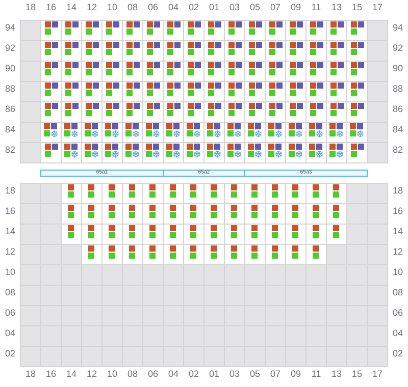 Bay 065 view and slots of MSC DAMLA