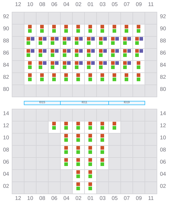 Bay 005 view and slots of CMA CGM PUERTO ANTIOQUIA