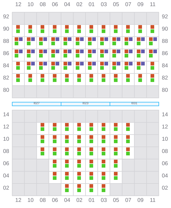Bay 009 view and slots of CMA CGM PUERTO ANTIOQUIA