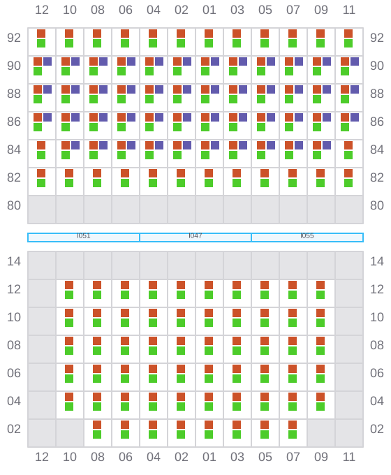 Bay 017 view and slots of CMA CGM PUERTO ANTIOQUIA