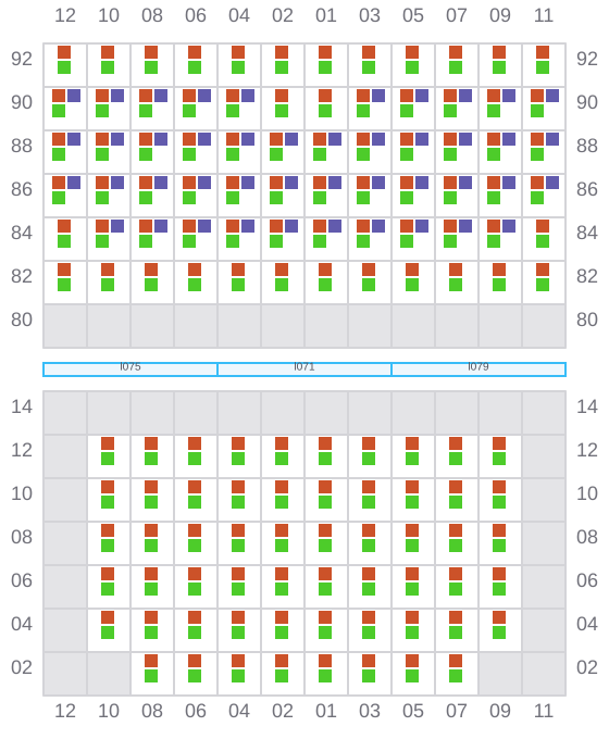 Bay 025 view and slots of CMA CGM PUERTO ANTIOQUIA