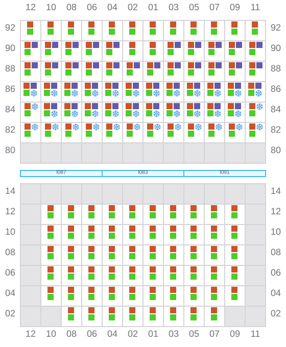 Bay 029 view and slots of CMA CGM PUERTO ANTIOQUIA