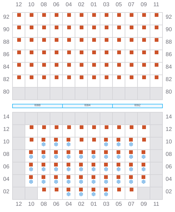Bay 031 view and slots of CMA CGM PUERTO ANTIOQUIA