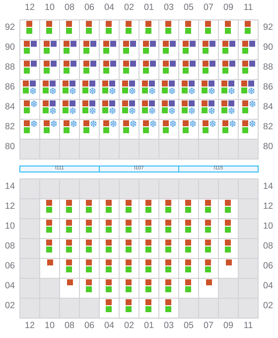 Bay 037 view and slots of CMA CGM PUERTO ANTIOQUIA