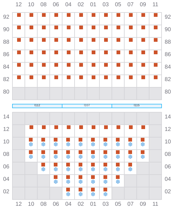 Bay 039 view and slots of CMA CGM PUERTO ANTIOQUIA