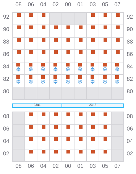 Bay 025 view and slots of MSC OLGA F