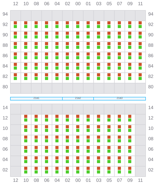 Bay 021 view and slots of CMA CGM ABU DHABI