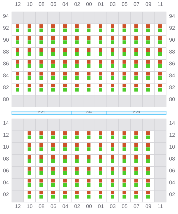 Bay 025 view and slots of CMA CGM ABU DHABI