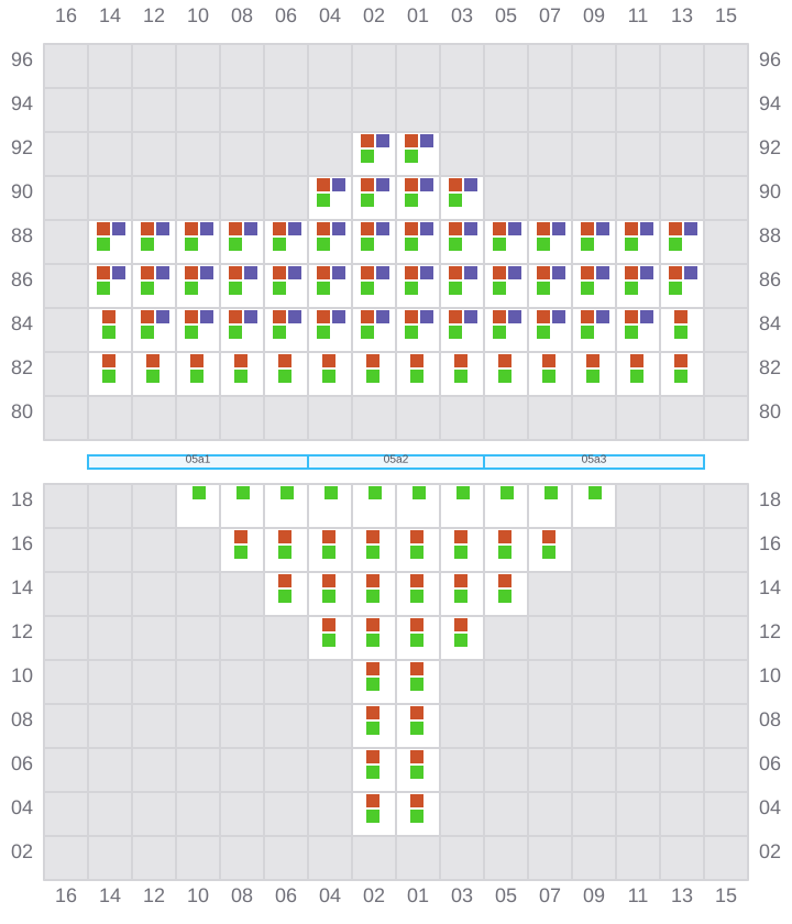 Bay 005 view and slots of MSC ALMA VII