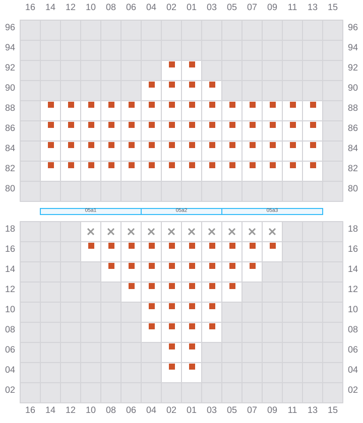 Bay 007 view and slots of MSC ALMA VII