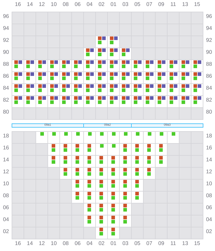 Bay 009 view and slots of MSC ALMA VII