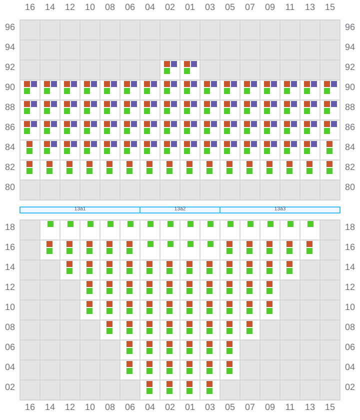 Bay 013 view and slots of MSC ALMA VII