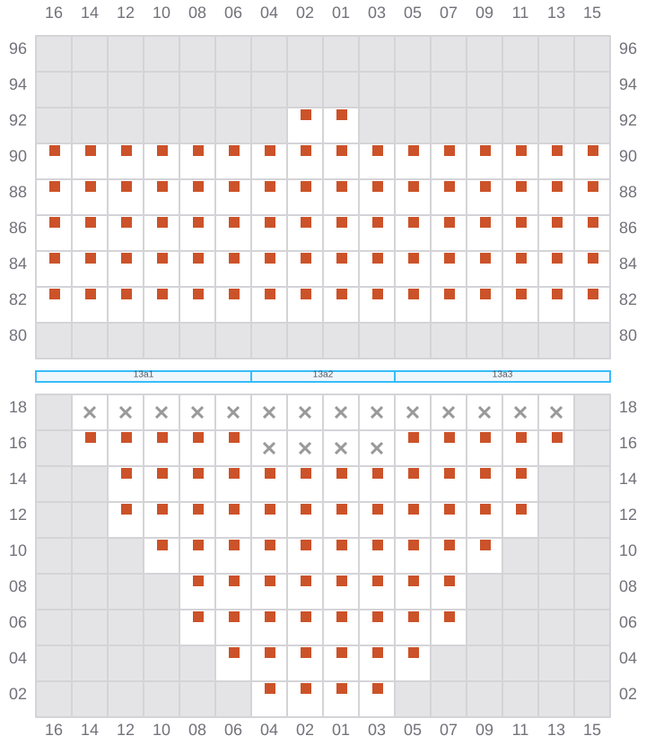 Bay 015 view and slots of MSC ALMA VII